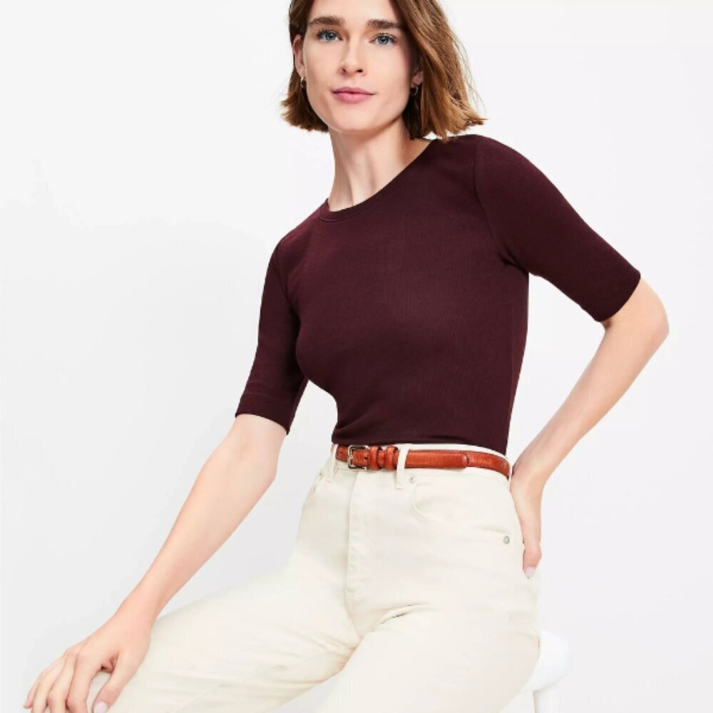 Women's Slim Fit Elbow Sleeve T-Shirt - a New Day™ Burgundy S